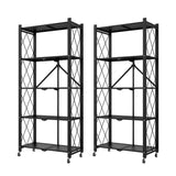SOGA 2X 5 Tier Steel Black Foldable Kitchen Cart Multi-Functional Shelves Storage Organizer with Wheels