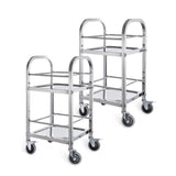 SOGA 2X 2 Tier Stainless Steel Square Tube Drink Wine Utility Cart 500x500x950mm
