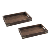 SOGA 2X Walnut Rectangle Serving Tray Small