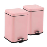 SOGA 2X Foot Pedal Stainless Steel Rubbish Recycling Garbage Waste Trash Bin Square 12L Pink