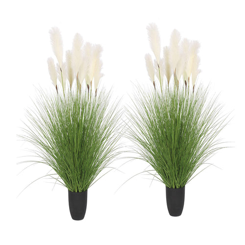 SOGA 2X 137cm Potted Tall Silk Fake Pampas Grass, Artificial Plants Reed Greenery Flowers, Home Decor