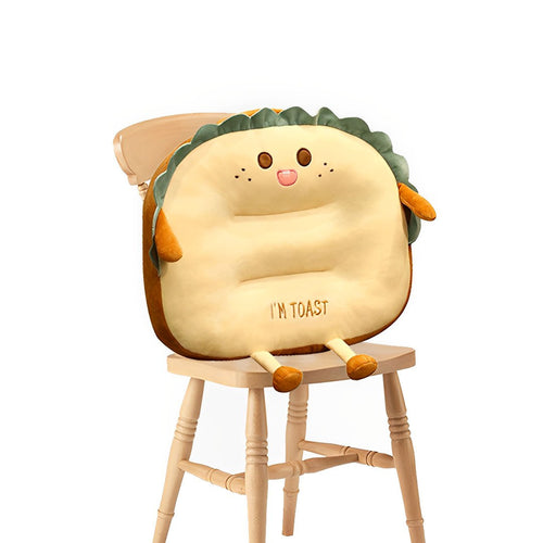 SOGA Cute Face Toast Bread Cushion Stuffed Car Seat Plush Cartoon Back Support Pillow Home Decor