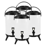 SOGA 4X 10L Stainless Steel Insulated Milk Tea Barrel Hot and Cold Beverage Dispenser Container with Faucet White