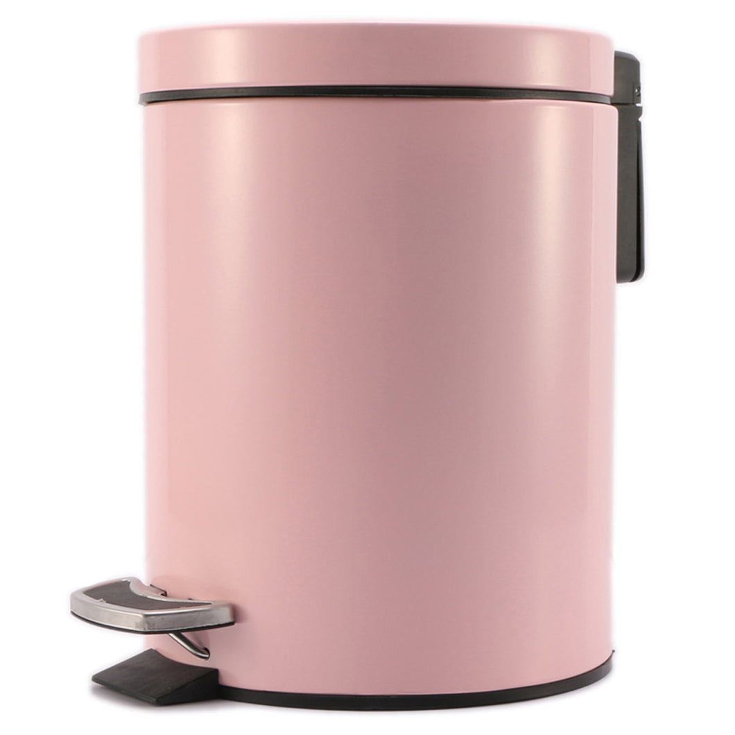 SOGA 12L Modern Foot Pedal Trash Bin Waste Kitchen Bathroom Stainless Steel Round Pink