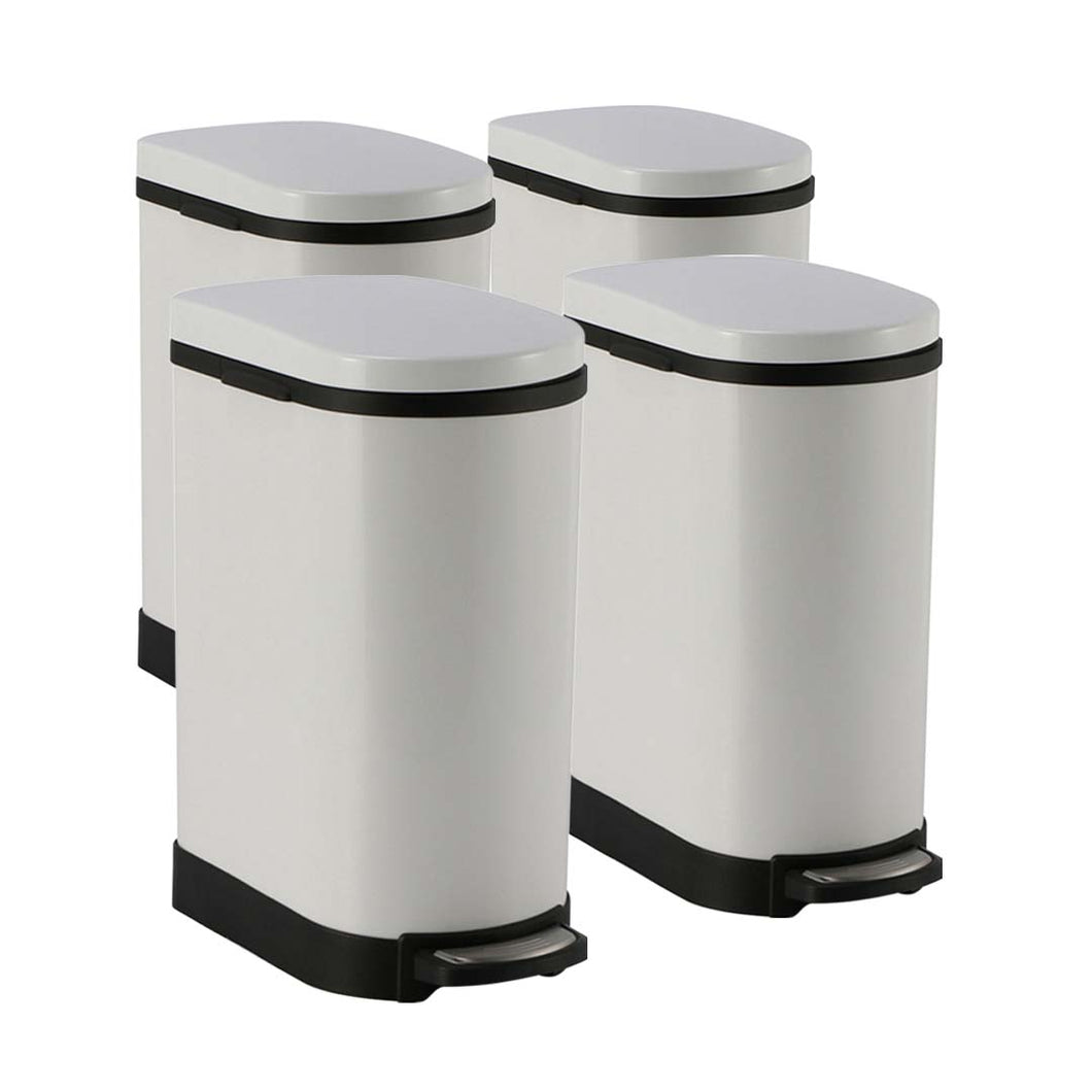 SOGA 4X Foot Pedal Stainless Steel Rubbish Recycling Garbage Waste Trash Bin U White 10L