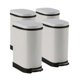SOGA 4X Foot Pedal Stainless Steel Rubbish Recycling Garbage Waste Trash Bin U White 10L