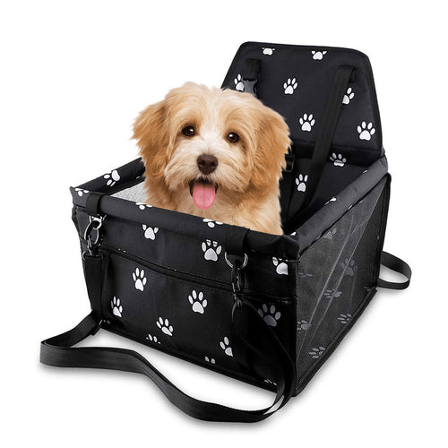 SOGA Waterproof Pet Booster Car Seat Breathable Mesh Safety Travel Portable Dog Carrier Bag Black
