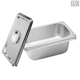 SOGA 2X Gastronorm GN Pan Full Size 1/3 GN Pan 6.5 cm Deep Stainless Steel Tray with Lid