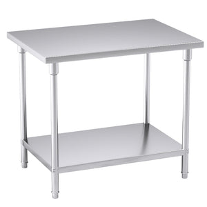 SOGA 2-Tier Commercial Catering Kitchen Stainless Steel Prep Work Bench Table 100*70*85cm