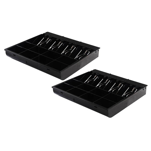 SOGA 2X 4 Bills 8 Coins Spare Cash Tray Black Heavy Duty