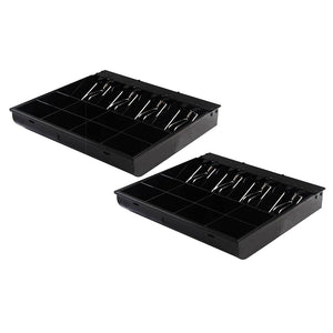 SOGA 2X 4 Bills 8 Coins Spare Cash Tray Black Heavy Duty
