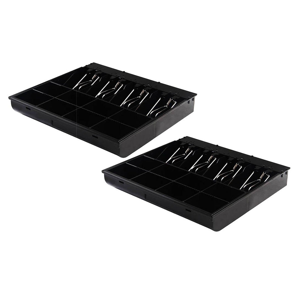 SOGA 2X 4 Bills 8 Coins Spare Cash Tray Black Heavy Duty