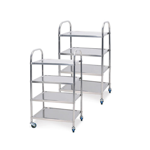 SOGA 2X 4 Tier Stainless Steel Kitchen Dining Food Cart Trolley Utility 860x540x1170mm