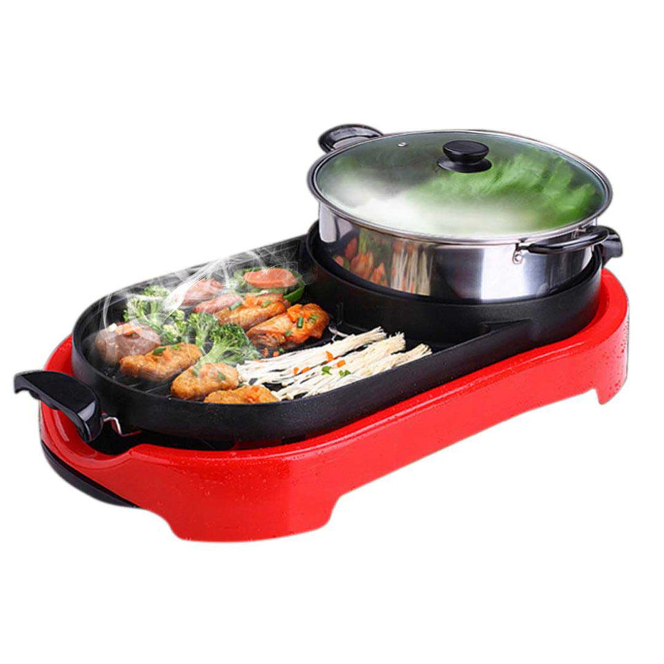 SOGA 2 in 1 BBQ Electric Pan Grill Teppanyaki Stainless Steel Hot Pot –  buyinaus