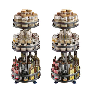 SOGA 2-Pack 3-Tier Steel Black Rotating Kitchen Spice & Seasoning Organizer Shelf