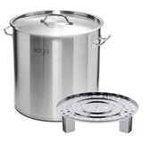 SOGA 33L Stainless Steel Stock Pot with One Steamer Rack Insert Stockpot Tray