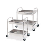 SOGA 2X 2 Tier Stainless Steel Kitchen Trolley Bowl Service Food Cart Large 95x50x95cm