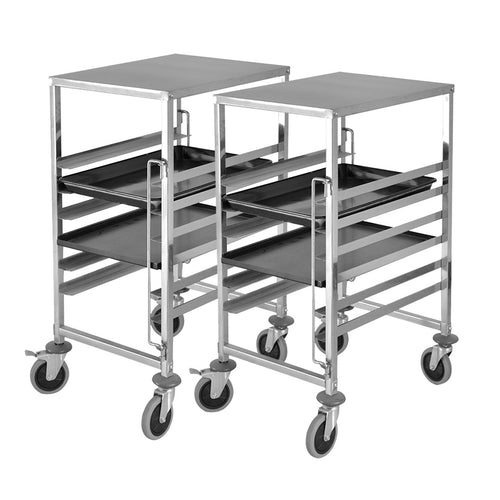 SOGA 2X Gastronorm Trolley 7 Tier Stainless Steel Bakery Trolley Suits 60*40cm Tray with Working Surface