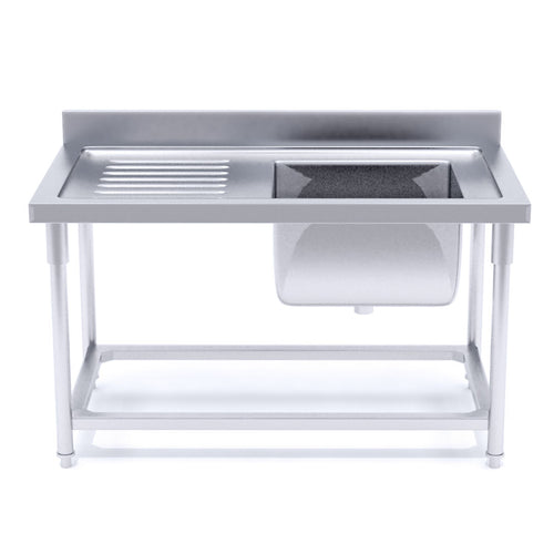 SOGA Stainless Steel Work Bench Right Sink Commercial Restaurant Kitchen Food Prep 160*70*85