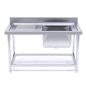 SOGA Stainless Steel Work Bench Right Sink Commercial Restaurant Kitchen Food Prep 160*70*85
