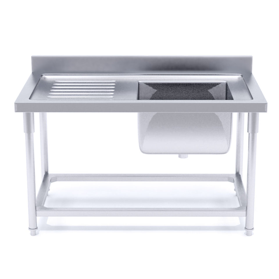 SOGA Stainless Steel Work Bench Right Sink Commercial Restaurant Kitchen Food Prep 160*70*85