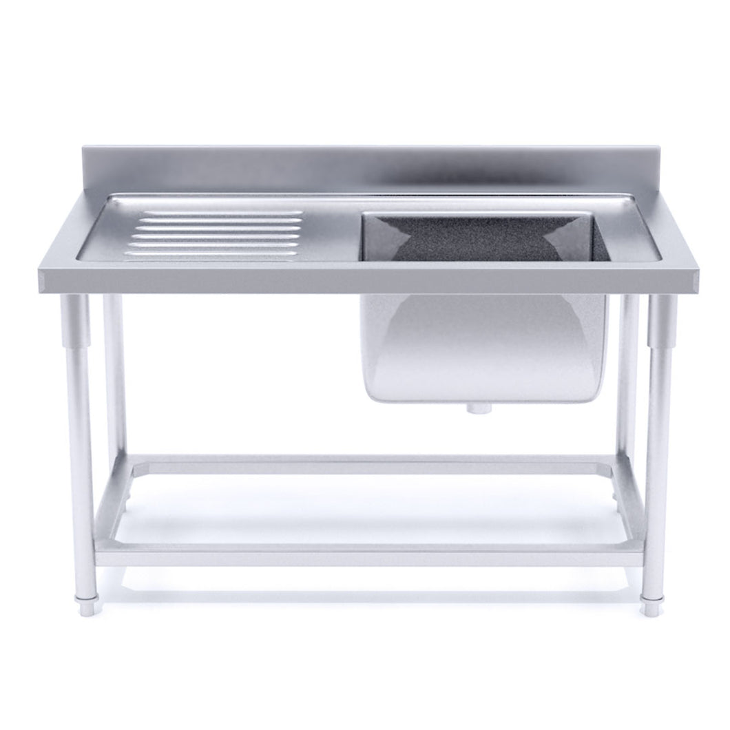 SOGA Stainless Steel Work Bench Right Sink Commercial Restaurant Kitchen Food Prep 160*70*85