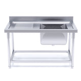 SOGA Stainless Steel Work Bench Right Sink Commercial Restaurant Kitchen Food Prep 160*70*85