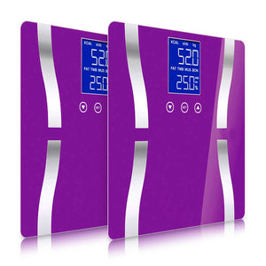 SOGA 2X Glass LCD Digital Body Fat Scale Bathroom Electronic Gym Water Weighing Scales Purple
