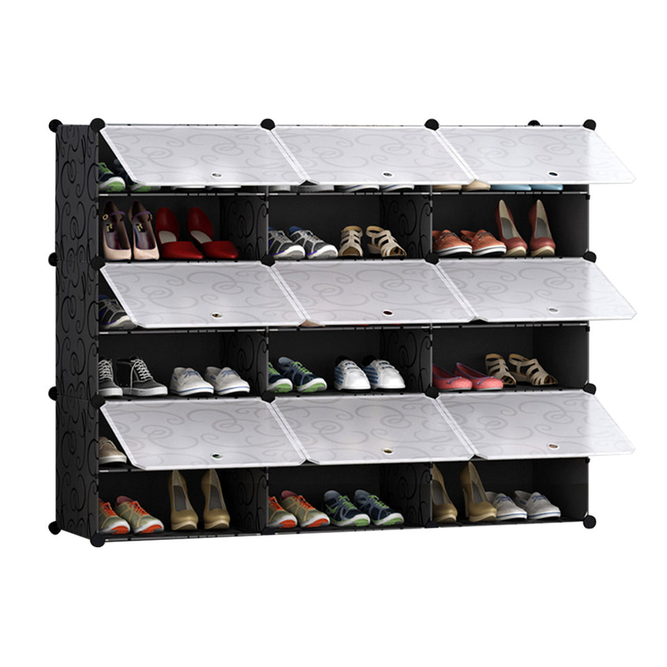 SOGA 6 Tier 3 Column Shoe Rack Organizer Sneaker Footwear Storage Stackable Stand Cabinet Portable Wardrobe with Cove