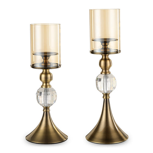 SOGA 2X 43cm 38cm Glass Candle Holder Candle Stand Glass/Metal