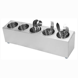 SOGA 18/10 Stainless Steel Commercial Conical Utensils Cutlery Holder with 5 Holes