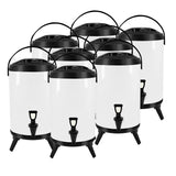 SOGA 8X 14L Stainless Steel Insulated Milk Tea Barrel Hot and Cold Beverage Dispenser Container with Faucet White