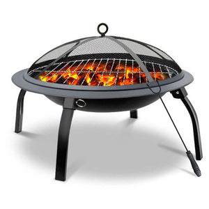 SOGA 2 in 1 Outdoor Portable Fold Fire Pit BBQ Grill Patio Camping Heater Fireplace 56cm