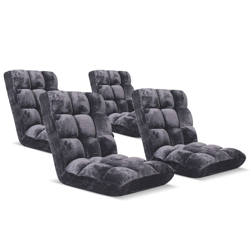 SOGA 4X Floor  Recliner Folding Lounge Sofa Futon Couch Folding Chair Cushion Grey