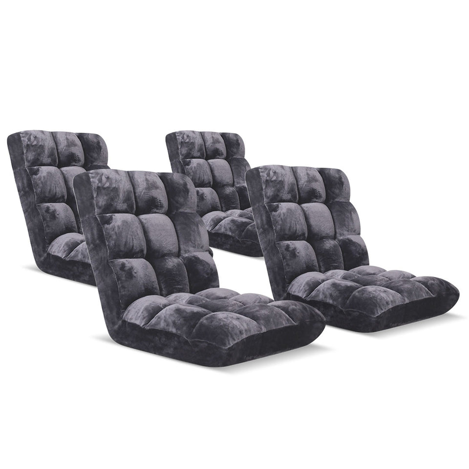 SOGA 4X Floor  Recliner Folding Lounge Sofa Futon Couch Folding Chair Cushion Grey