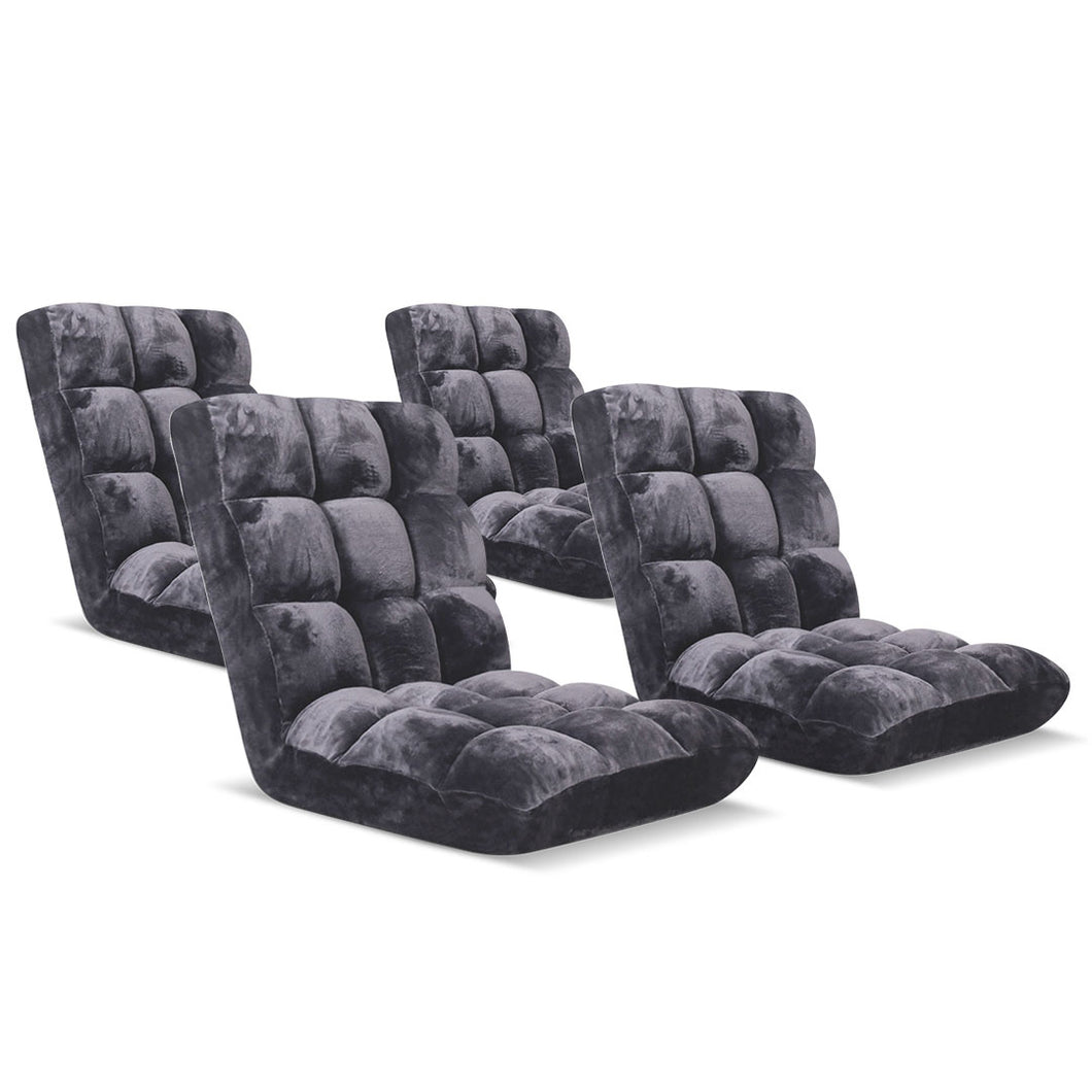 SOGA 4X Floor  Recliner Folding Lounge Sofa Futon Couch Folding Chair Cushion Grey