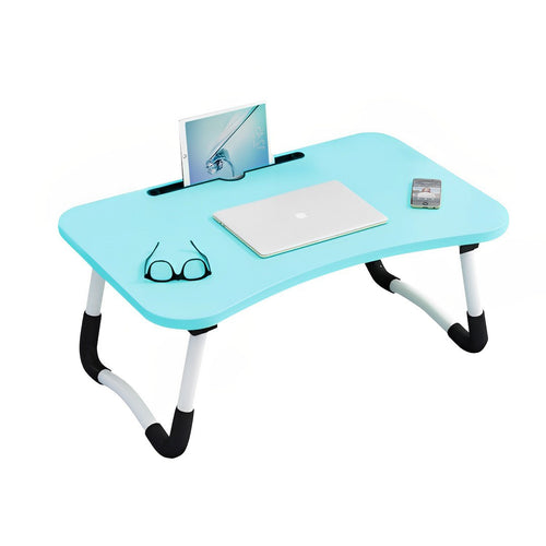 SOGA Blue Portable Bed Table Adjustable Foldable Bed Sofa Study Table Laptop Mini Desk with Notebook Stand Card Slot Holder Home Decor