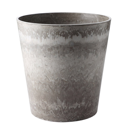 SOGA 27cm Rock Grey Round Resin Plant Flower Pot in Cement Pattern Planter Cachepot for Indoor Home Office