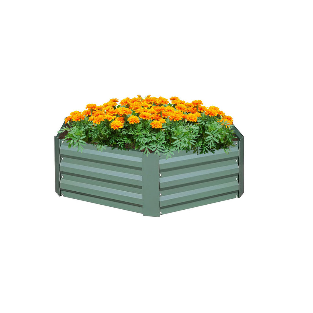 SOGA 60cm Hexagon Shape Galvanised Raised Garden Bed Vegetable Herb Flower Outdoor Planter Box