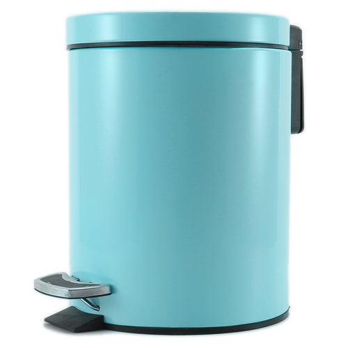 SOGA 7L Modern Foot Pedal Trash Bin Waste Kitchen Bathroom Stainless Steel Round Blue