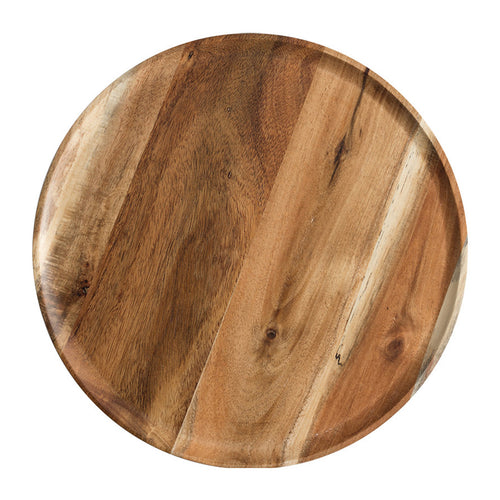 SOGA Brown Round Wooden Centerpiece Tray Home Decor 25cm