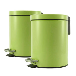 SOGA 2X Foot Pedal Stainless Steel Rubbish Recycling Garbage Waste Trash Bin Round 12L Green