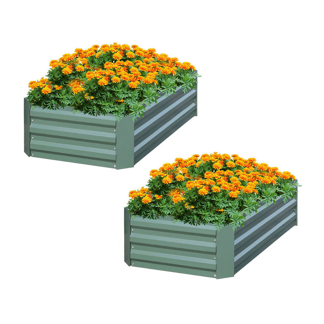 SOGA 2X 90cm Rectangle Galvanised Raised Garden Bed Vegetable Herb Flower Outdoor Planter Box