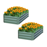 SOGA 2X 90cm Rectangle Galvanised Raised Garden Bed Vegetable Herb Flower Outdoor Planter Box