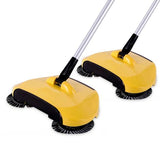 SOGA 2x Hand Push Sweeper Broom Lazy Auto Spin Household Cleaning No Electricity Yellow