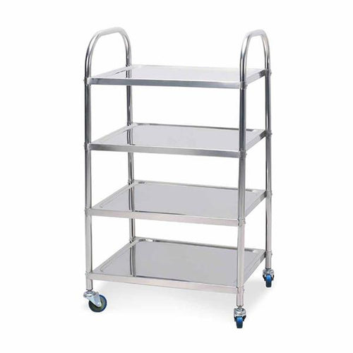 SOGA 4 Tier Stainless Steel Kitchen Dinning Food Cart Trolley Utility Round 48x32x79cm