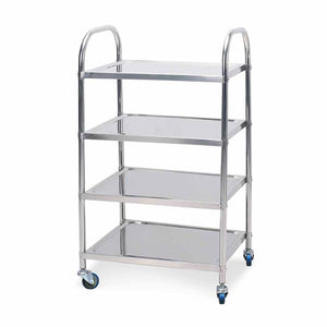 SOGA 4 Tier Stainless Steel Kitchen Dinning Food Cart Trolley Utility Round 48x32x79cm