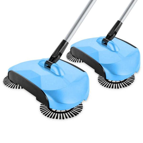 SOGA 2x Hand Push Sweeper Broom Lazy Auto Spin Household Cleaning No Electricity Blue