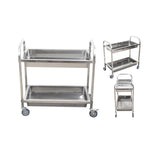 SOGA 2X 2 Tier 75×40×83cm Stainless Steel Kitchen Trolley Bowl Collect Service Food Cart Small