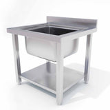 SOGA Commercial Kitchen Sink Work Bench Stainless Steel Food Prep Table 70*70*85cm